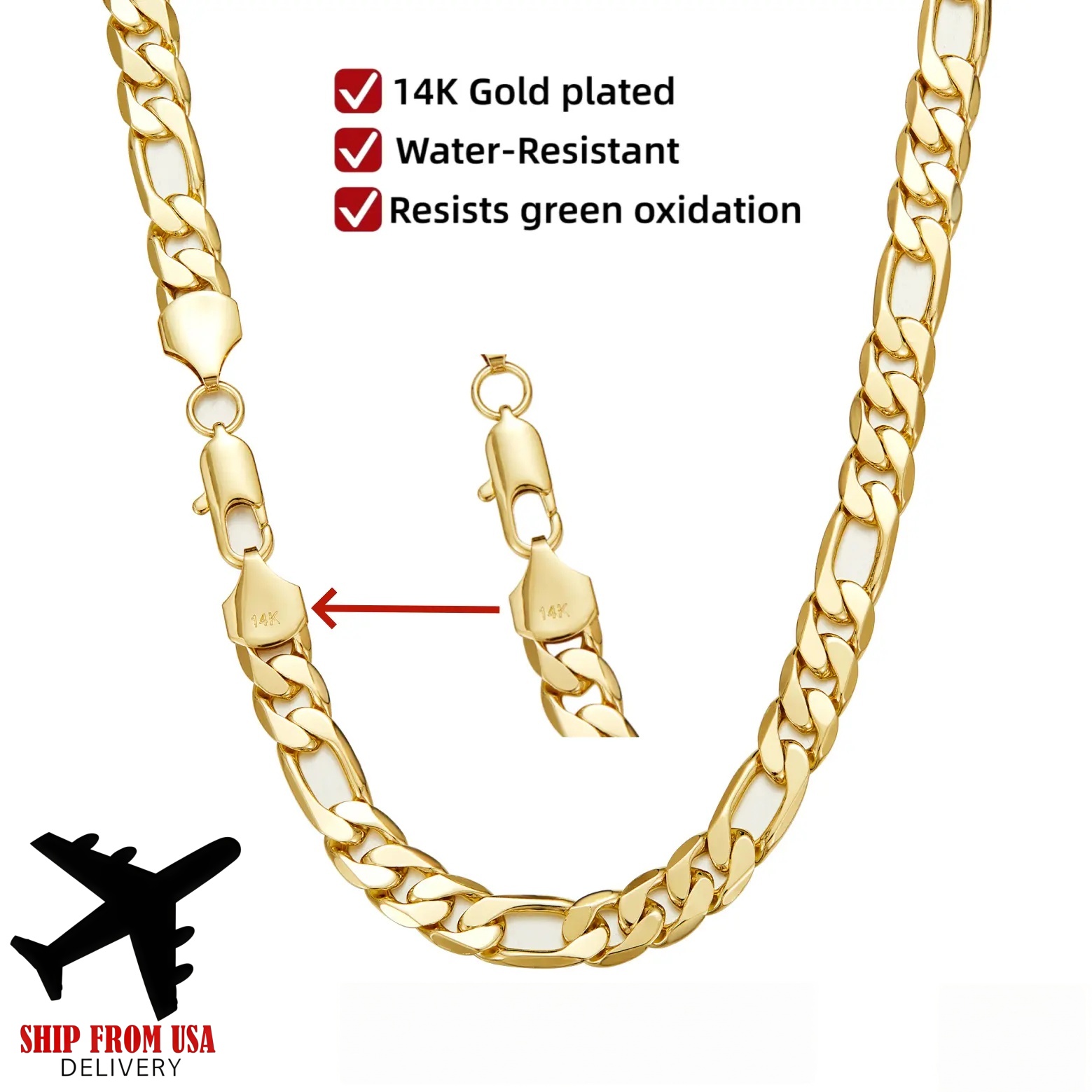 Cuban Link Chain 12Mm - สร้อยคอแบบ Cuban Link ชุบทอง 14K ขนาด