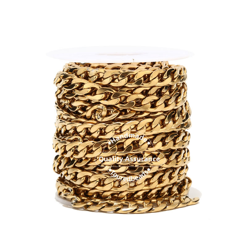 Cuban Link Chain 12Mm - 1M Gold Tone 12มม.กว้างHeavy Miami Cuban