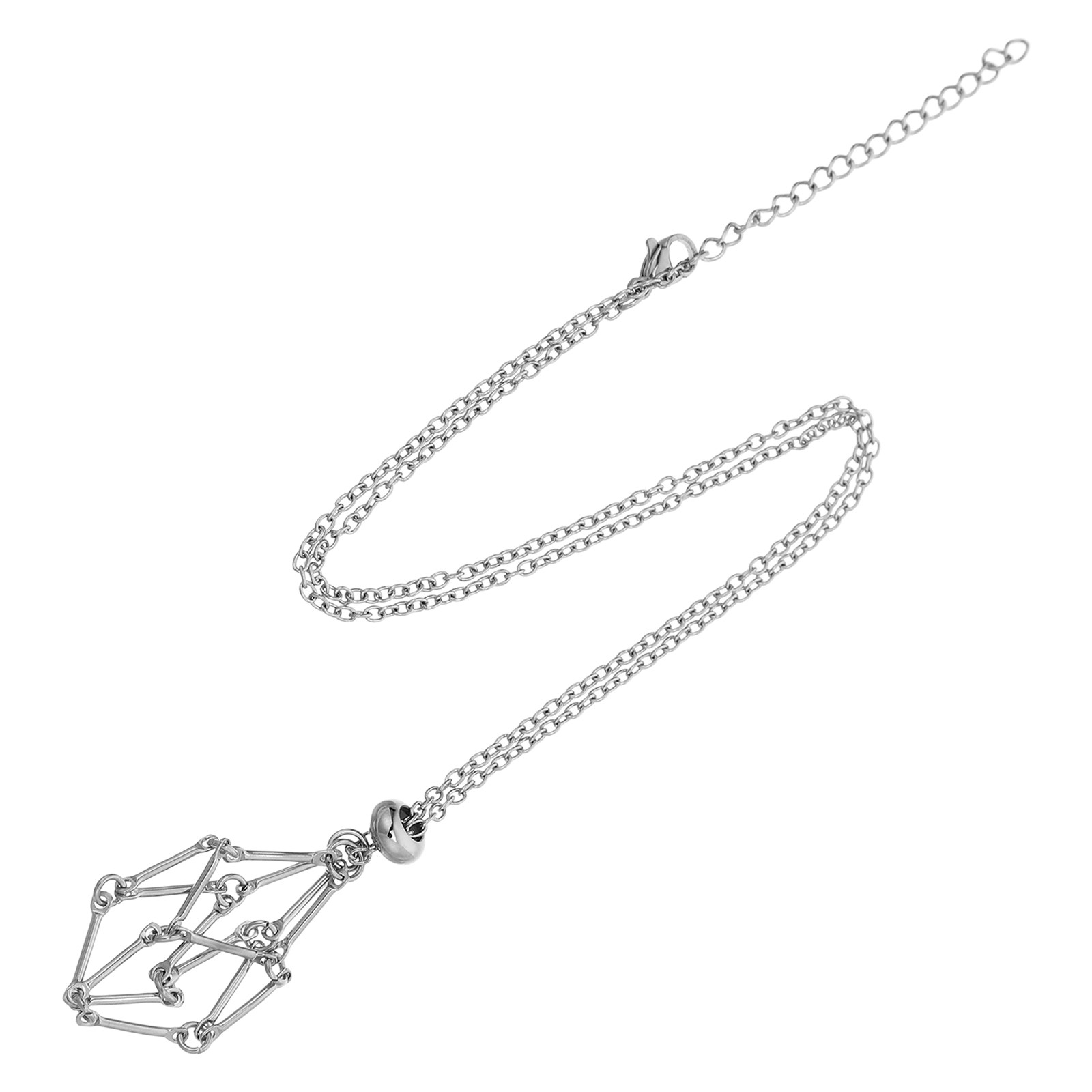 สร้อยคอกรงคริสตัลสแตนเลส ดีไซน - Crystal Pendant Necklace Natural Stone บทวิจารณ์และราคา