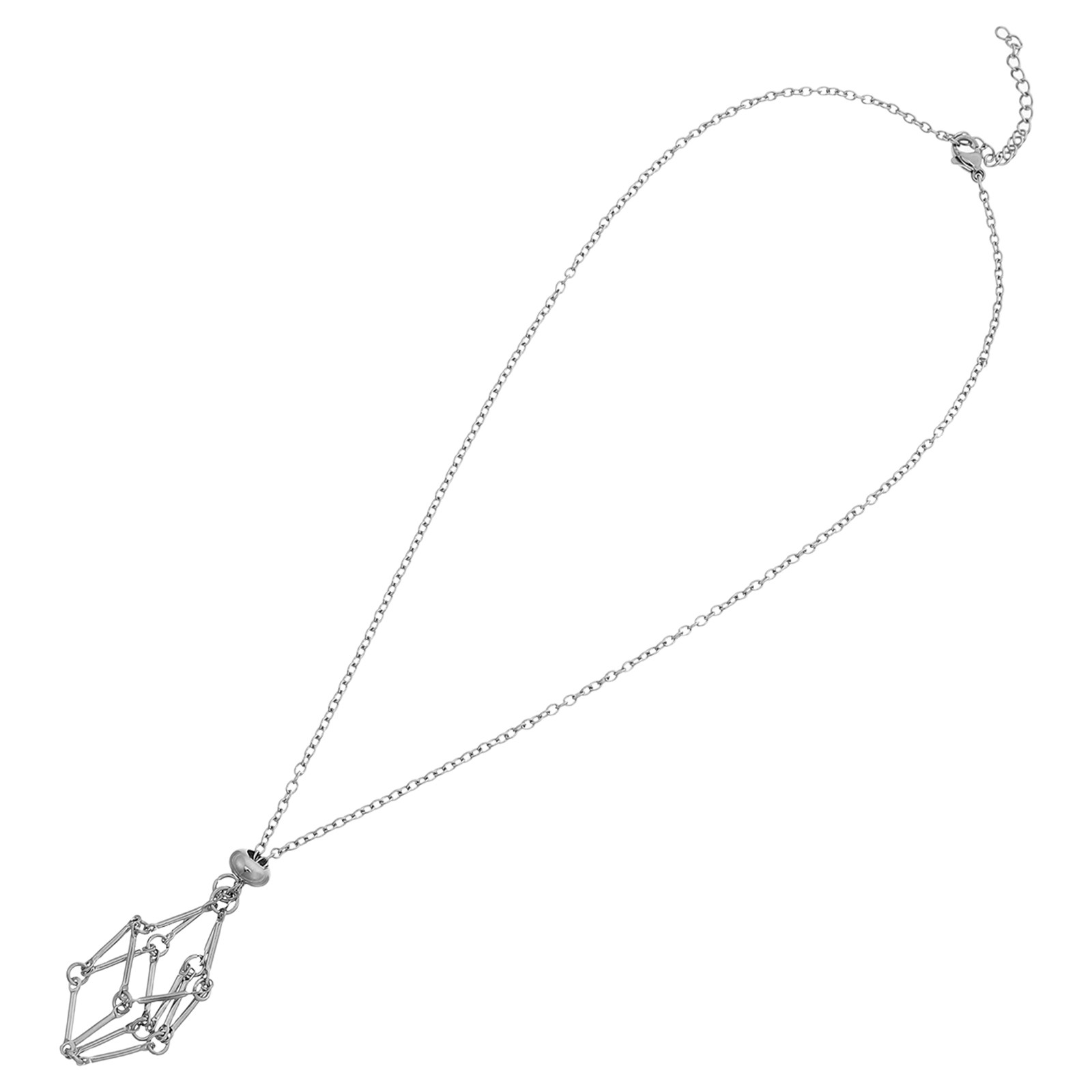 สร้อยคอกรงคริสตัลสแตนเลส ดีไซน - Crystal Pendant Necklace Natural Stone บทวิจารณ์และราคา