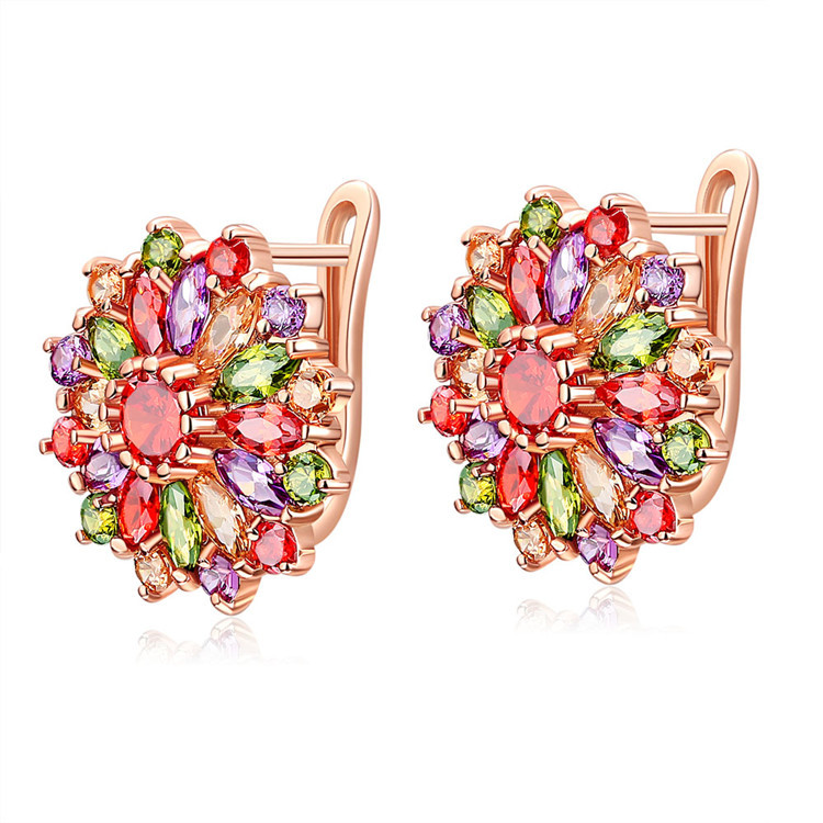 ต่างหูคริสตัลธรรมชาติประดับดอก - Earrings บทวิจารณ์และราคา