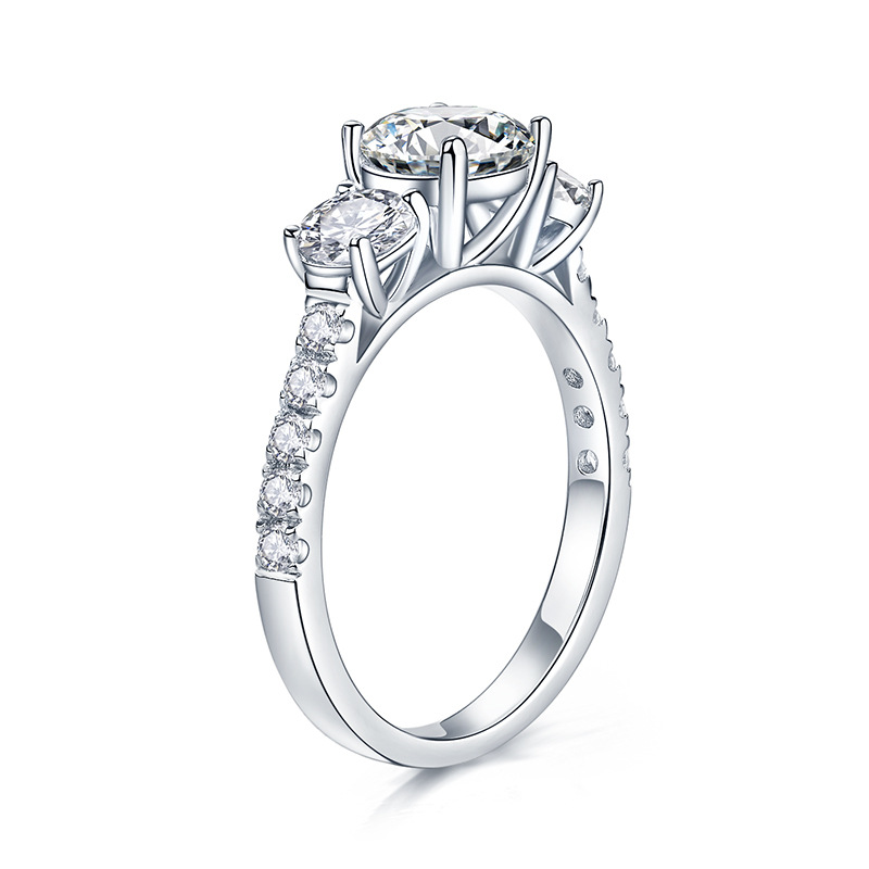 HTOTOH 3 หิน 1 กะรัต D สีทั้งห - Moissanite Engagement Ring 1 Carat บทวิจารณ์และราคา