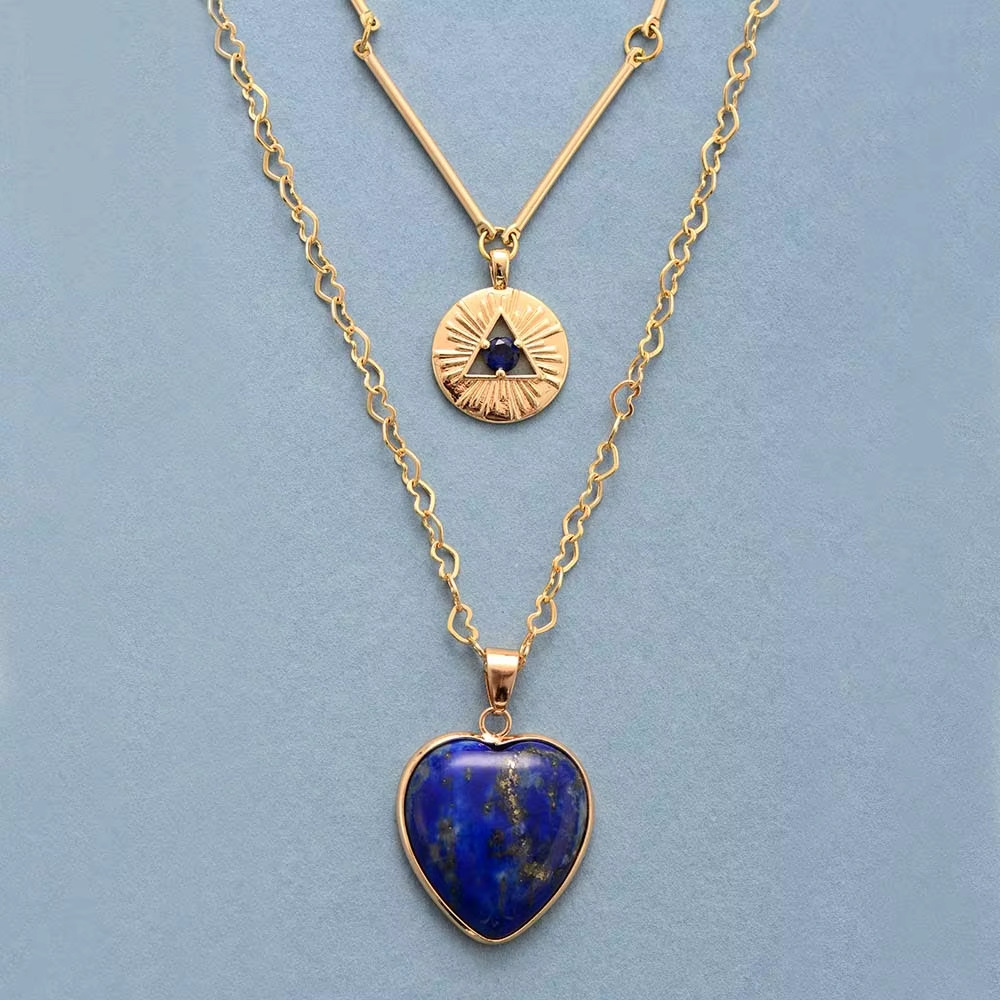สร้อยคอหลายชั้น จี้รูปหัวใจอัญ - Layered Pendant Necklace Aesthetic บทวิจารณ์และราคา