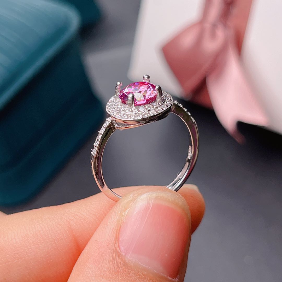 ใหม่ Crackling สีชมพู Moissani - Moissanite Engagement Ring 1 Carat บทวิจารณ์และราคา