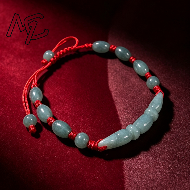 หยกน้ำสีน้ำเงินธรรมชาติ มรกตพม - Bracelets บทวิจารณ์และราคา